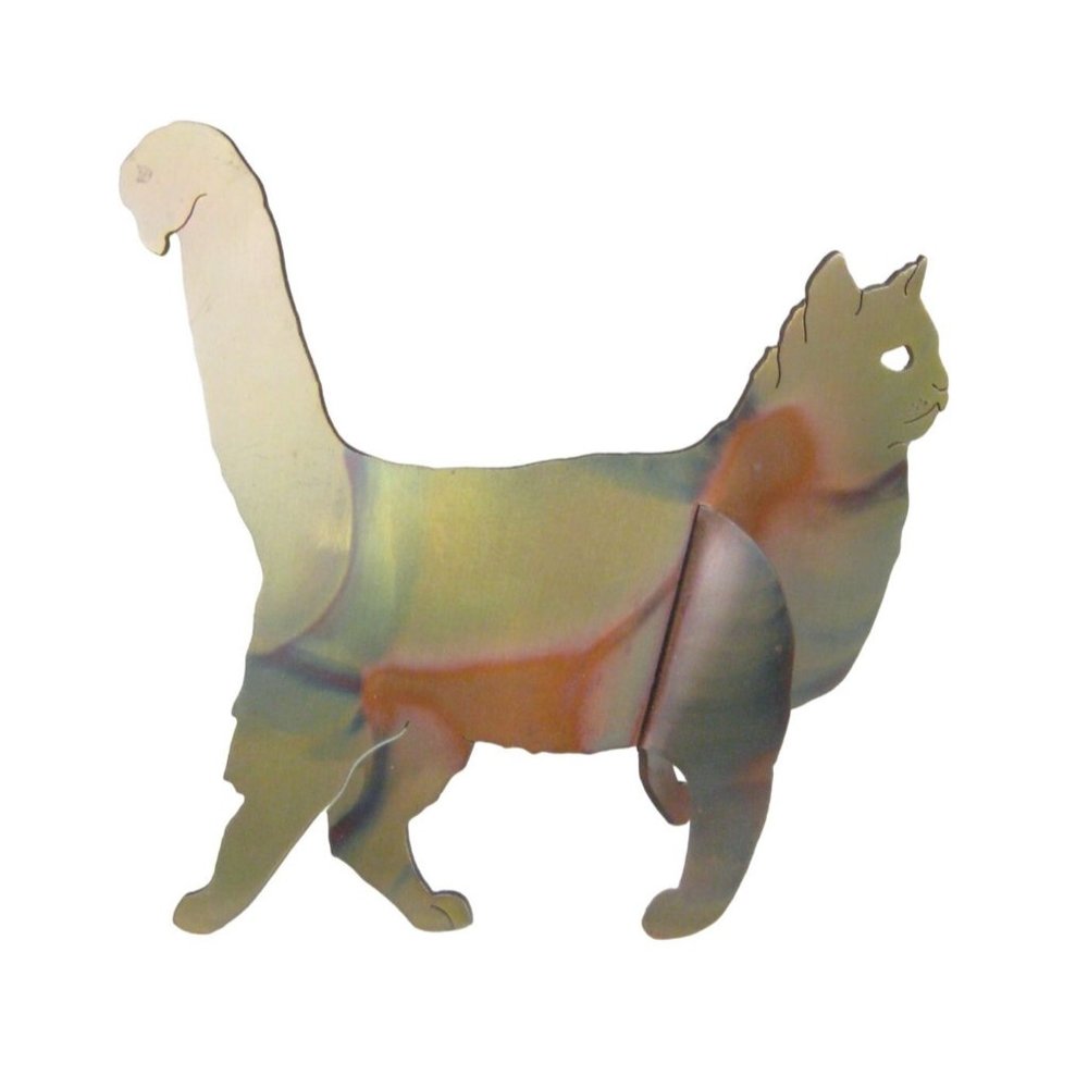 Cat Figurine Metal Cut Kitty Cat Feline Home Decor Hand Crafted  4.75 inch